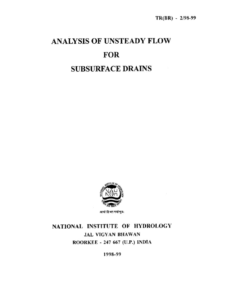 Analysis of Unsteady Flow For Subsurface Drains | PDF