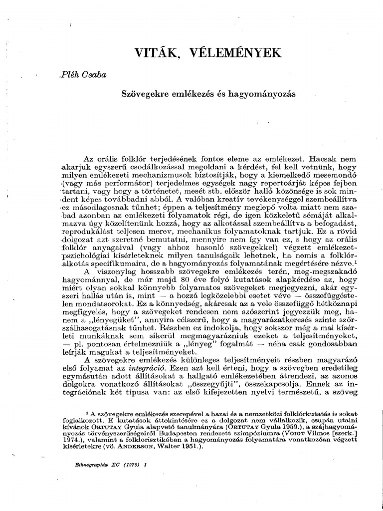 Viták, Vélemények: Pléh Csaba | PDF