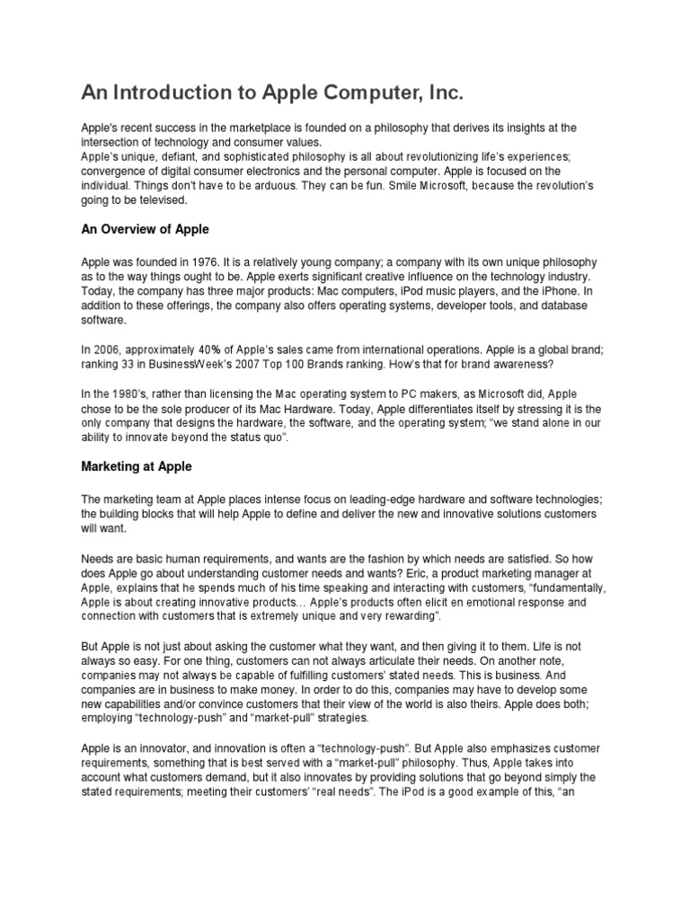 An Introduction To Apple Computer | PDF | Apple Inc. | Macintosh