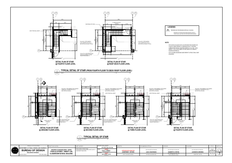 Stair Detail Plans for School Building | PDF | Wall | Stairs