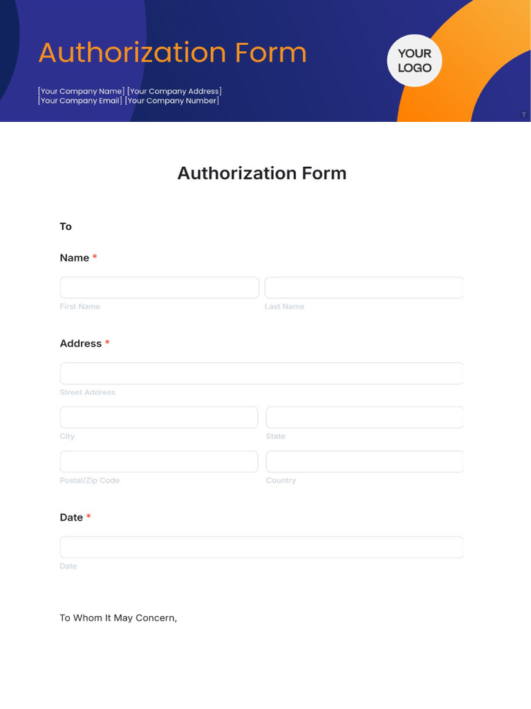 Authorization Form Template | PDF