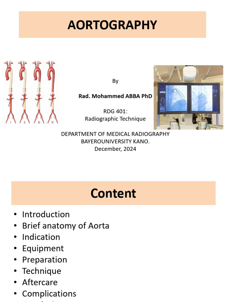 Aortography: Procedure and Indications | PDF | Angiography | Aorta