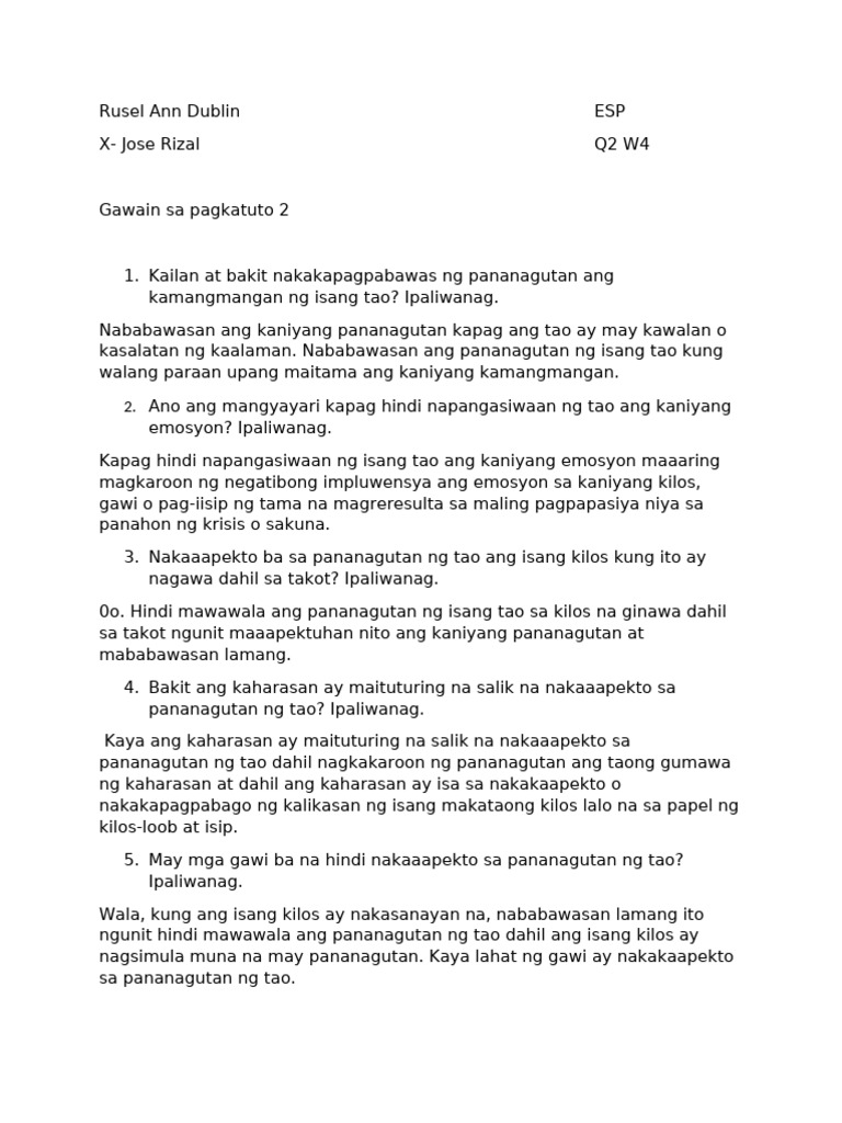 Esp Q2 W4 Tasks | PDF