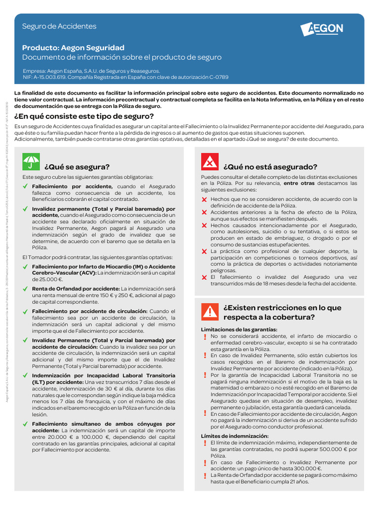 Nota Informativa Accidentes | PDF | Seguro | Póliza de seguros