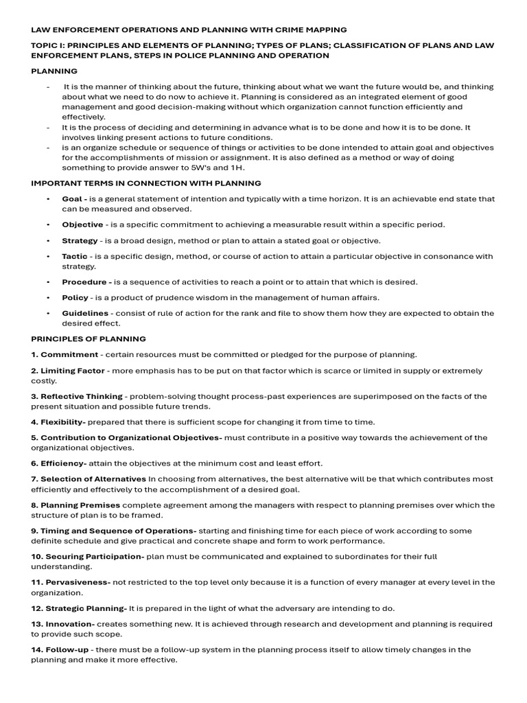 Law Enforcement Planning & Crime Mapping | PDF | Goal | Strategic Planning