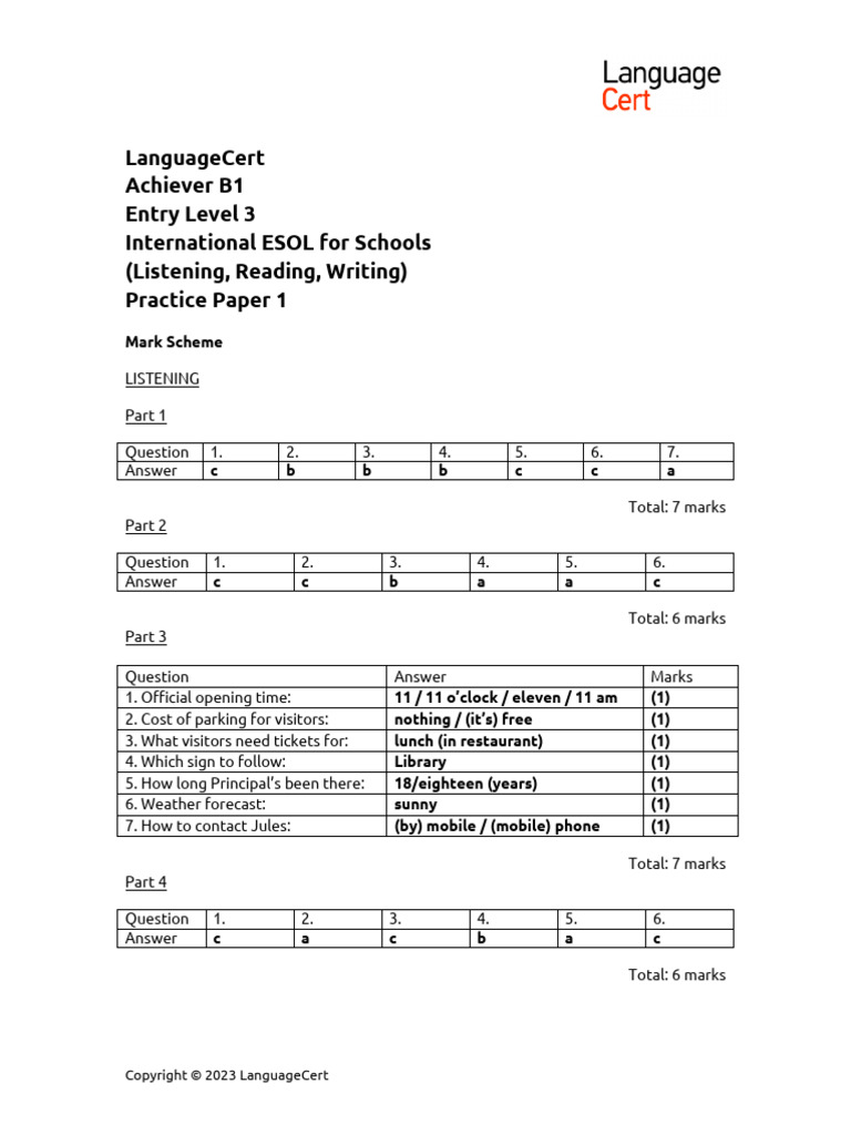 LanguageCert PP1 B1 IESOL FS Ms | PDF | Chess Theory | Chess