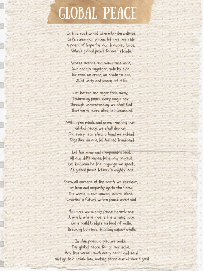 Poem for Global Peace and Unity | PDF