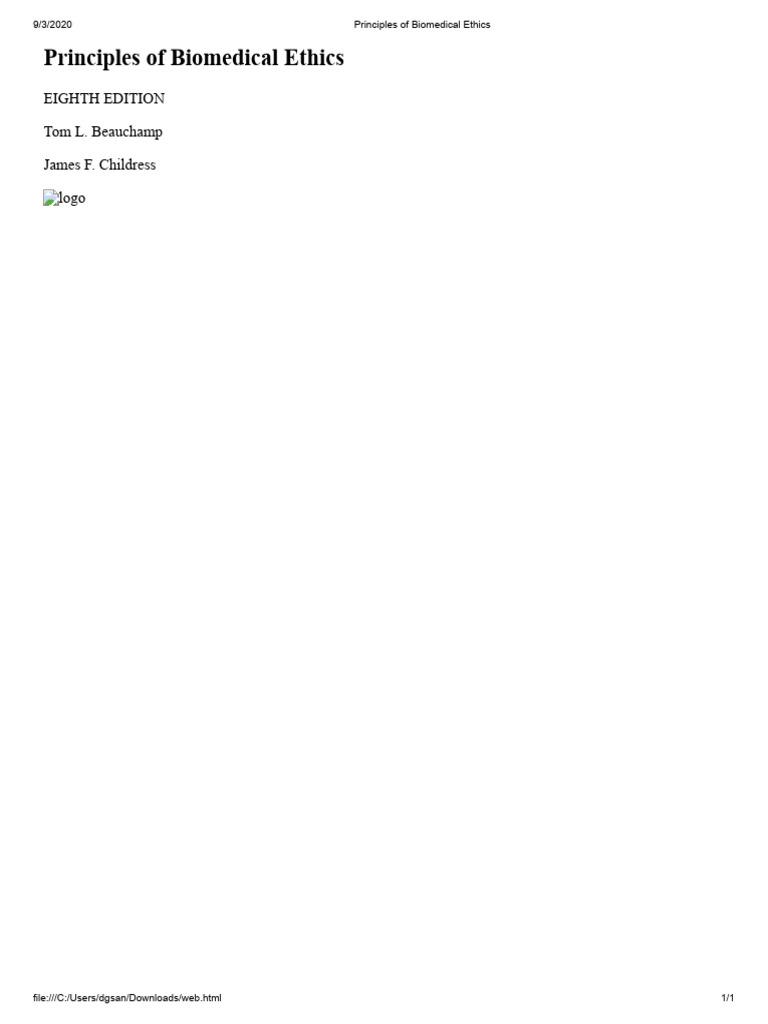Principles of Biomedical Ethics Overview | PDF | Morality | Bioethics