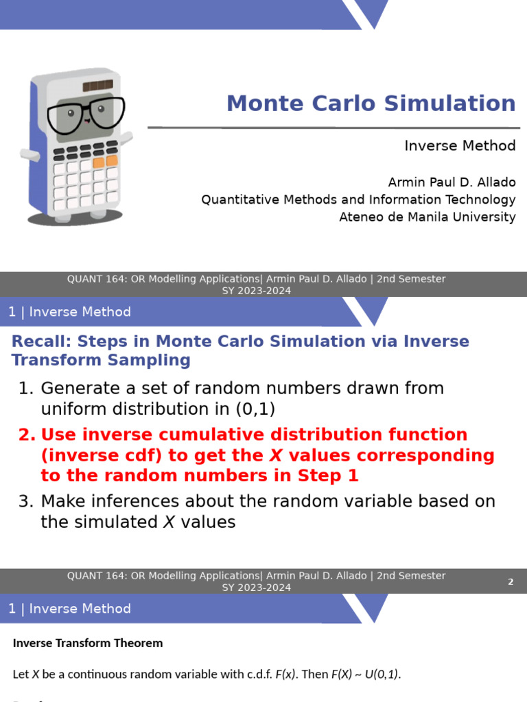 Monte Carlo Simulation of Normal Distribution | PDF | Probability ...
