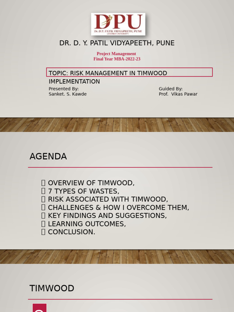 Risk Management in TIMWOOD Implementation | PDF | Lean Manufacturing ...