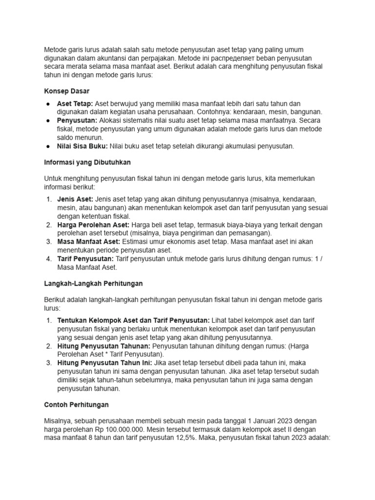 Cara Hitung Penyusutan Fiskal Aset | PDF