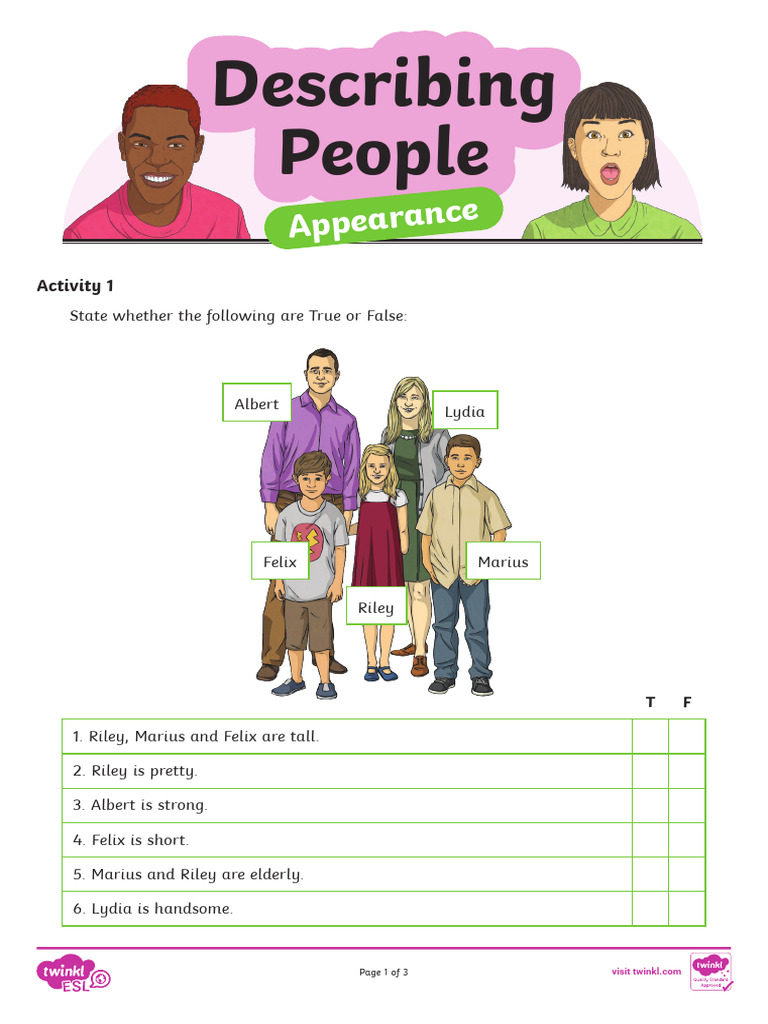 Physical Appearance 2nd | PDF | English As A Second Or Foreign Language ...
