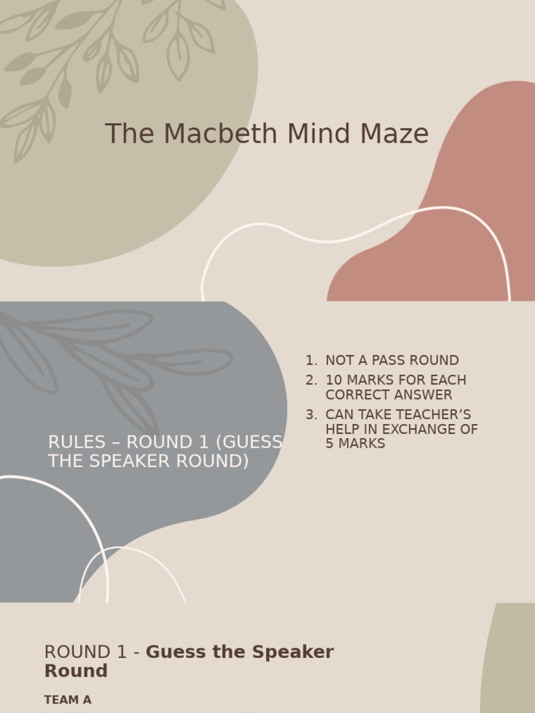 The Macbeth Mind Maze | PDF | Macbeth | Shakespearean Tragedies