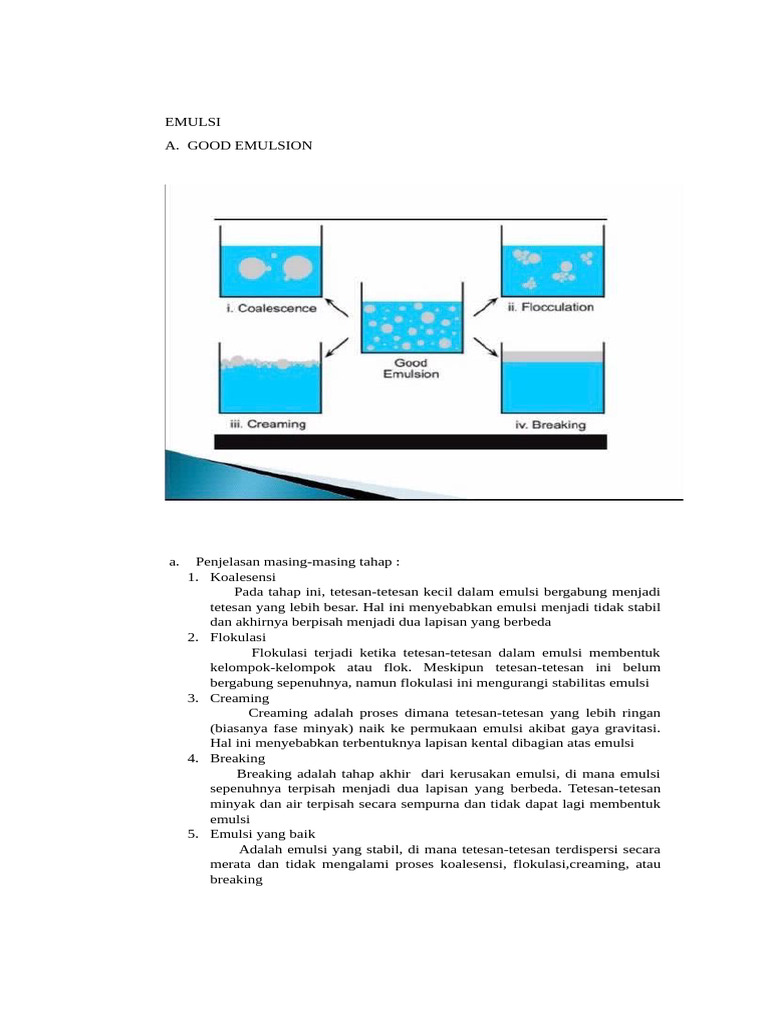 Proses dan Ciri Emulsi Stabil | PDF