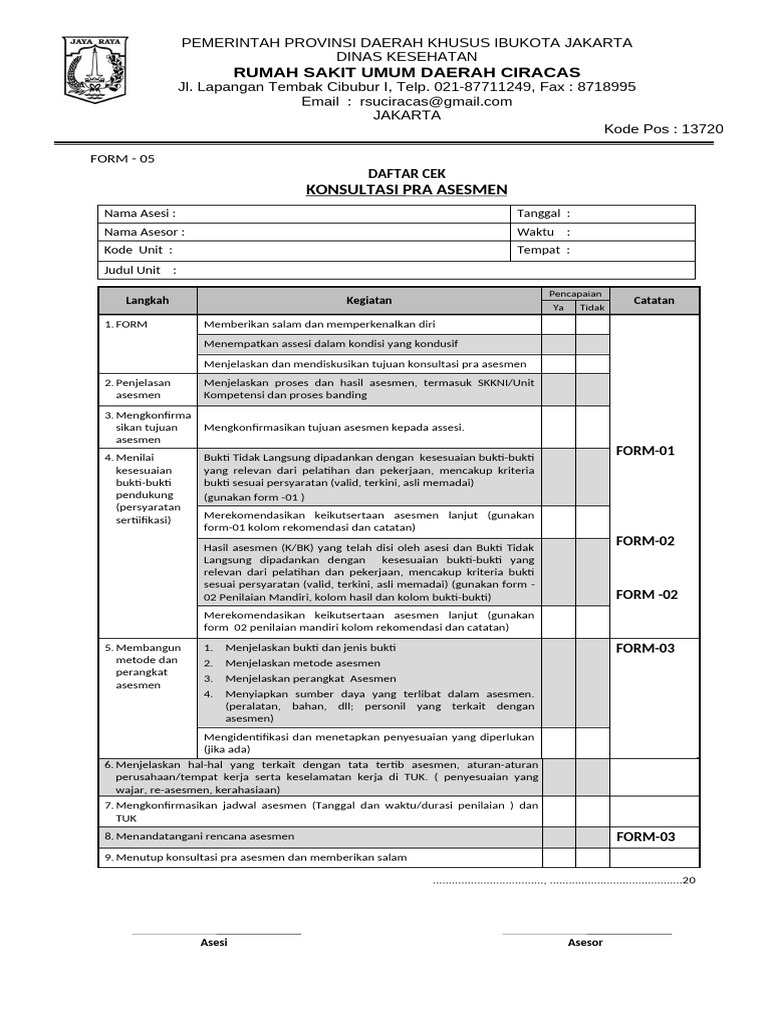 Form 05 Pra Assesment | PDF