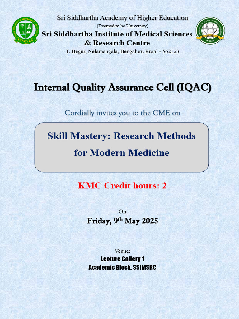 CME on Research Methods in Medicine | PDF | Science | Health Care