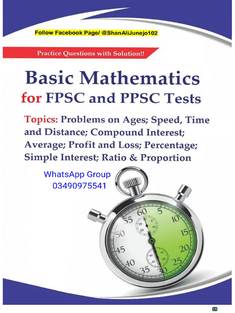 Basic Math Arithmetic With Solution For Fpsc Ppsc Spsc Bpsc