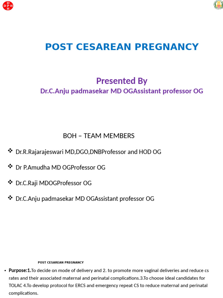 Post Cesarean Pregnancy Management Guide | PDF | Childbirth | Caesarean ...