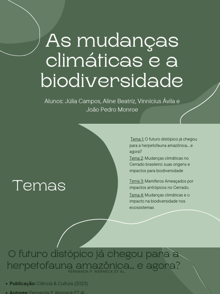 As Mudanças Climáticas e A Biodiversidade | PDF | Aquecimento global e ...