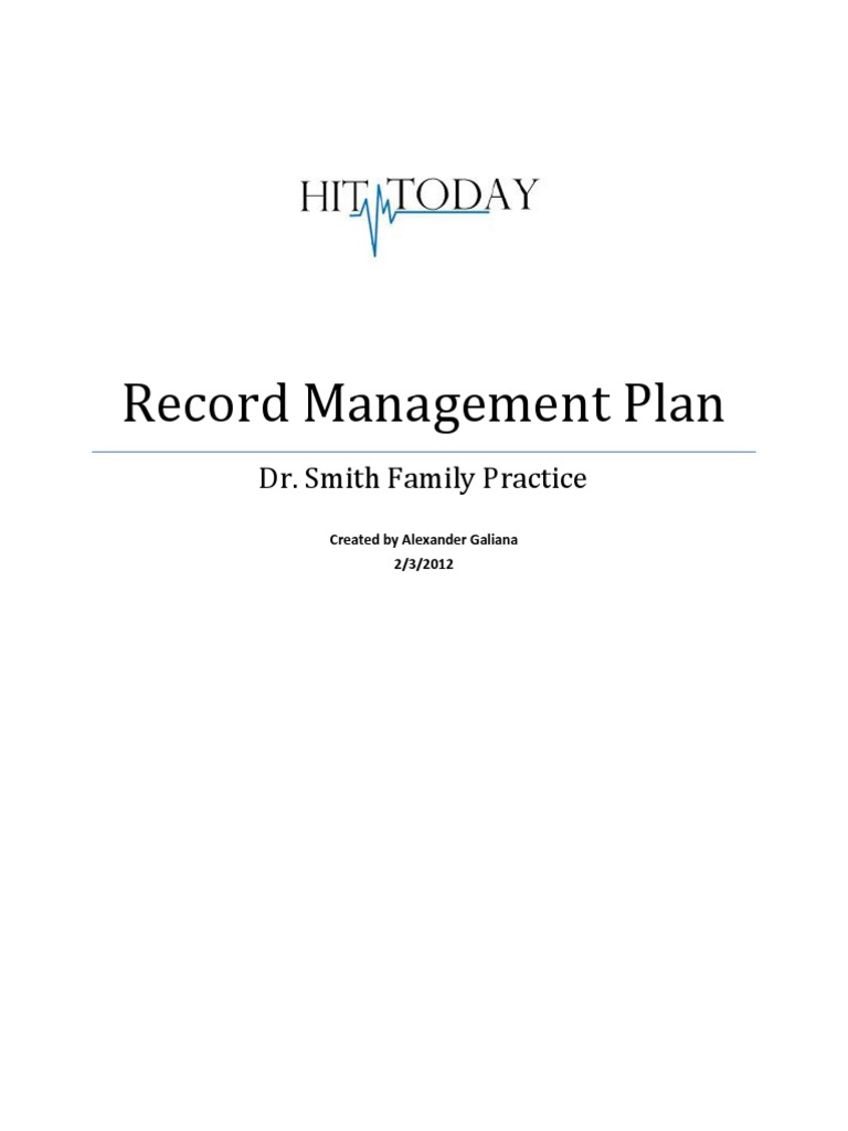 Record Management Plan for Dr. Smith | PDF | Electronic Health Record ...