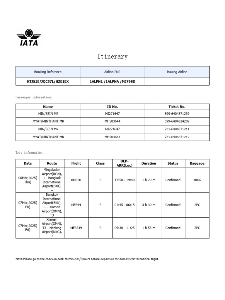 Detailed Flight Itinerary and Booking Info | PDF