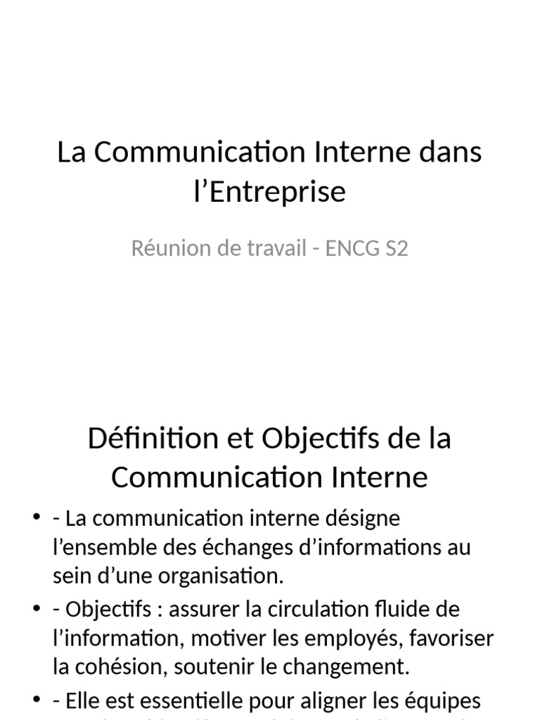 Communication Interne en Entreprise | PDF