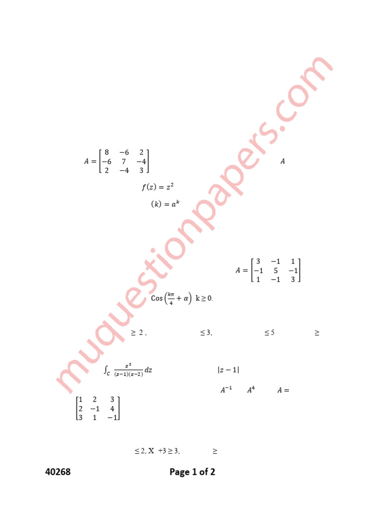 Engineering Mathematics IV Exam Paper | PDF