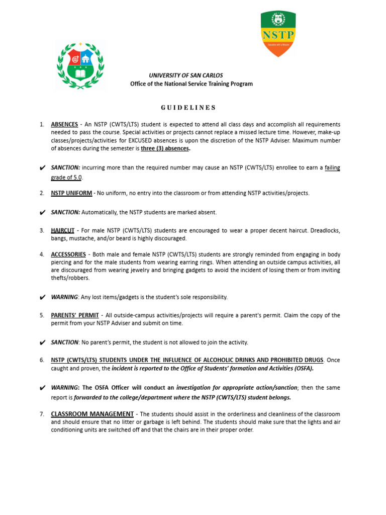 NSTP Guidelines and Attendance Rules | PDF