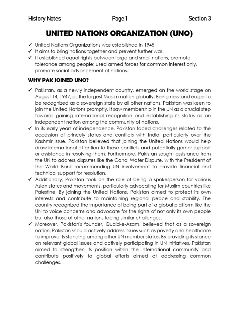 Pakistan's UN Membership Benefits | PDF | United Nations ...