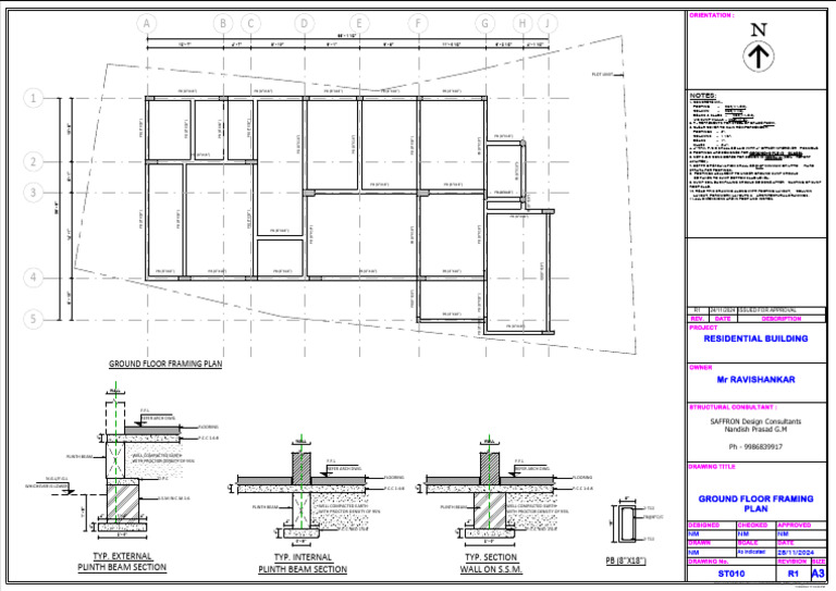 Ground Floor Framing Plan Details | PDF | Materials | Architectural ...