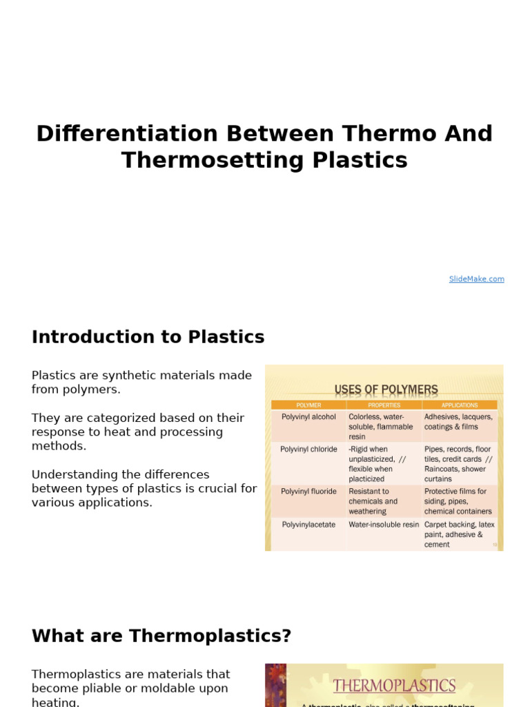 Thermoplastics vs. Thermosetting Plastics | PDF | Thermoplastic | Plastic