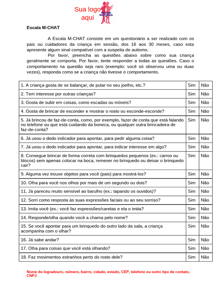 Escala M-CHAT para Avaliação de Autismo | PDF | Brinquedos