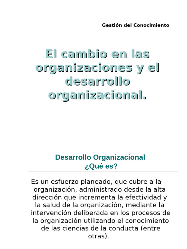 Desarrollo Organizacional y Cambio Efectivo | PDF | Comportamiento