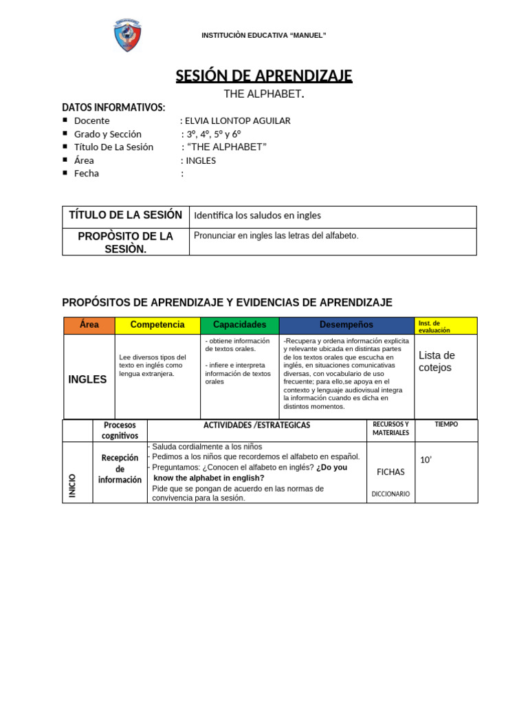 Aprendiendo el Alfabeto en Inglés | PDF | Idioma en Inglés | Aprendizaje