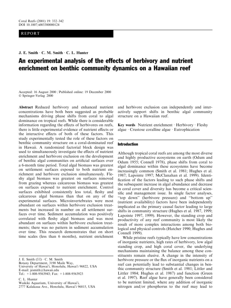 An Experimental Analysis of The Effects of Herbivory and Nutrient ...