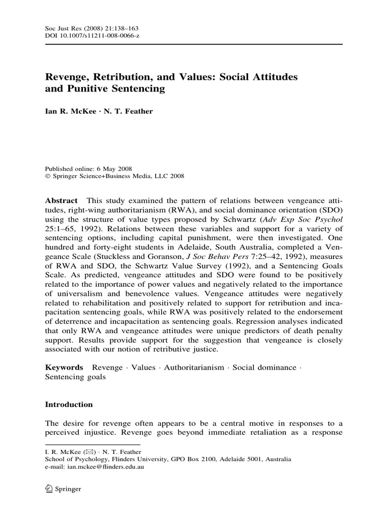 Revenge, Retribution, and Values: Social Attitudes and Punitive ...