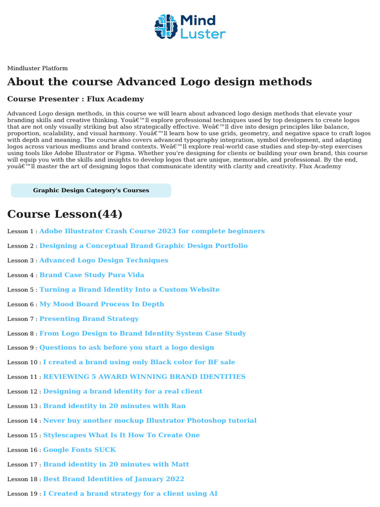 Advanced Logo Design Techniques Course | PDF | Graphic Design | Logos