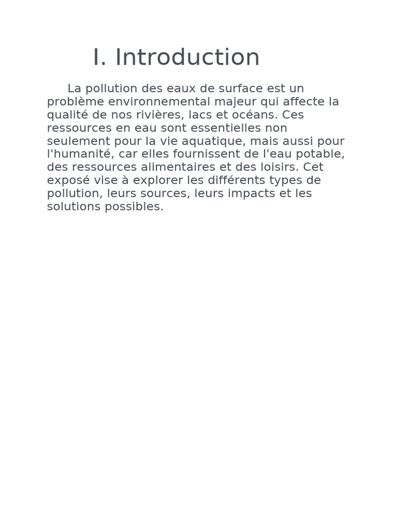Pollution des Eaux de Surface : Causes et Solutions | PDF | Pollution ...