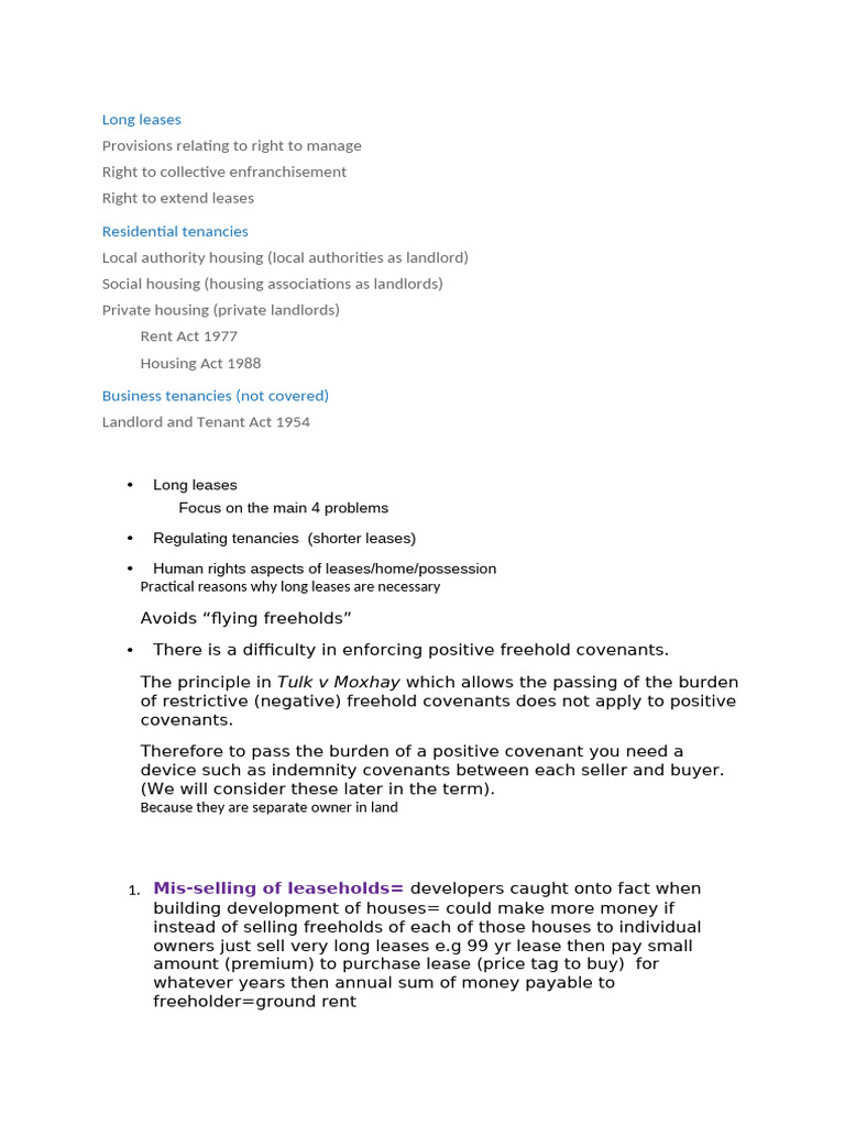 Leasehold Property Notes | PDF | Leasehold Estate | Lease