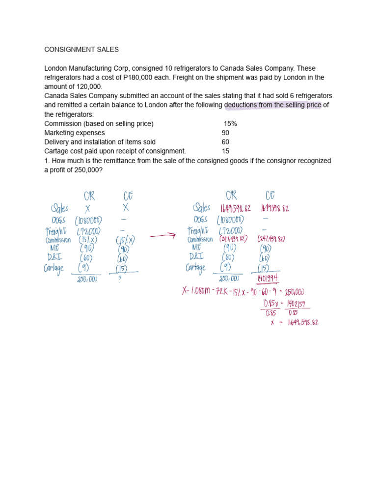 Consignment Sales Profit Analysis | PDF | Tax Deduction | Expense