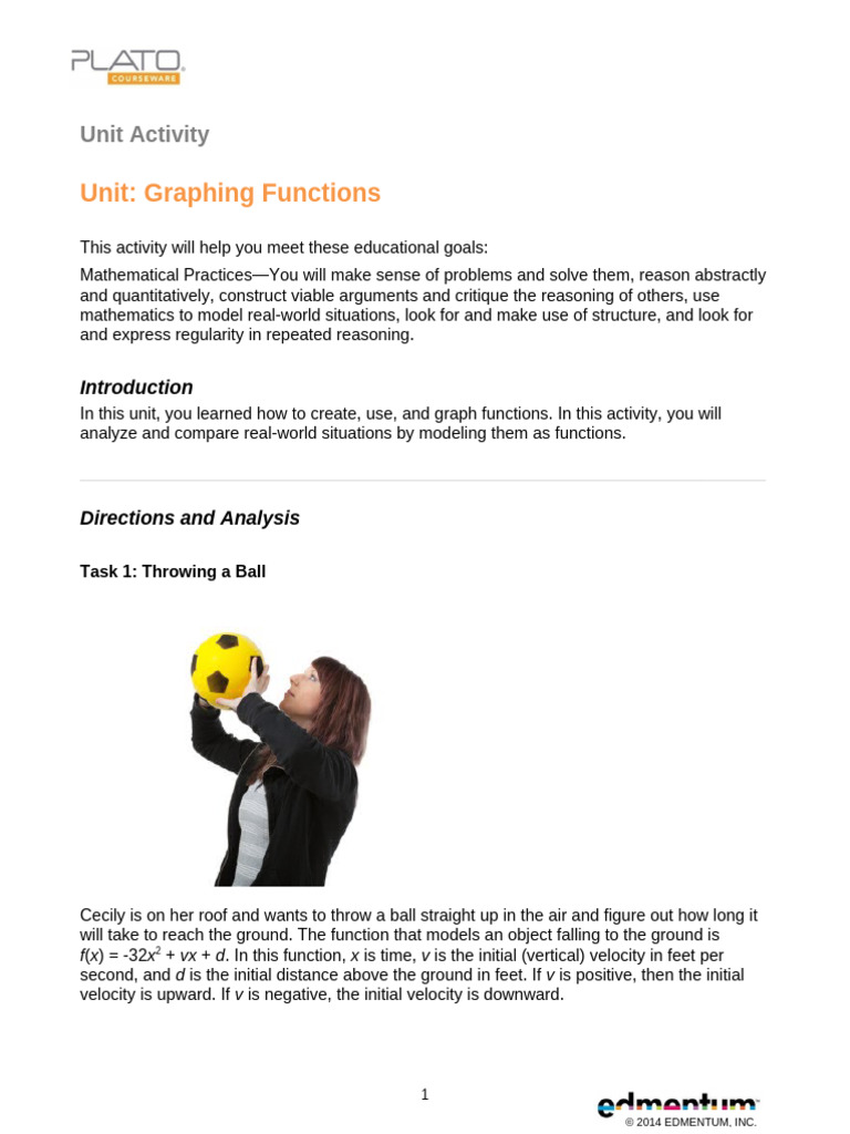 Graphing Functions: Ball & Stock Analysis | PDF | Function (Mathematics)