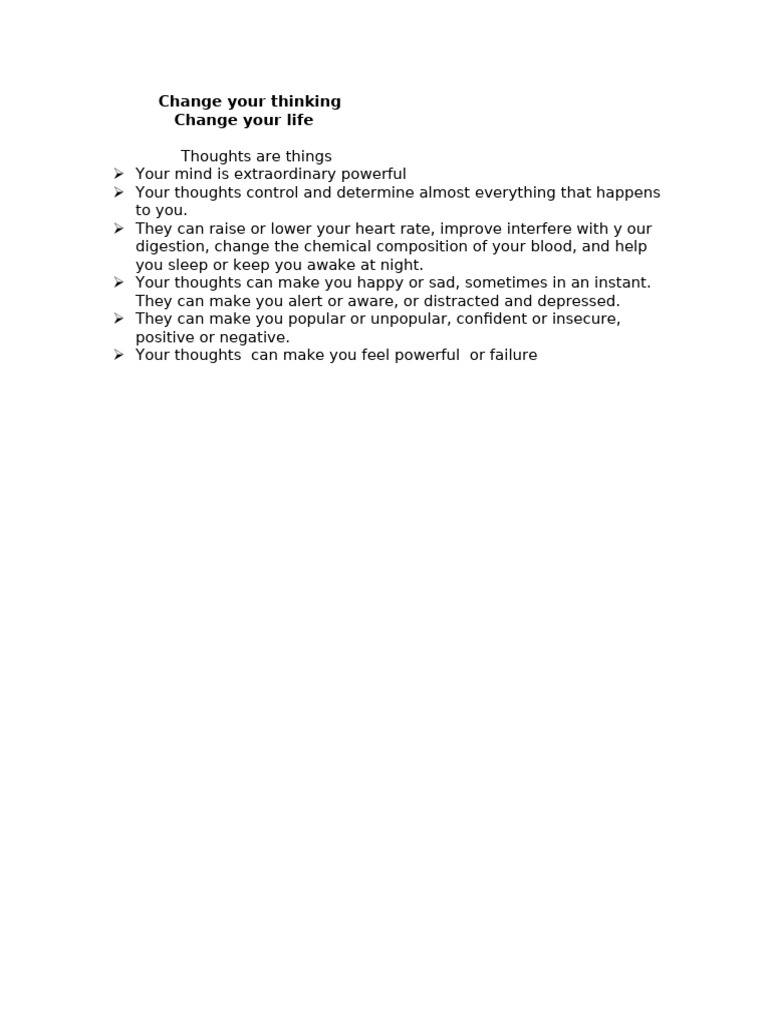 Change Your Thinking | PDF