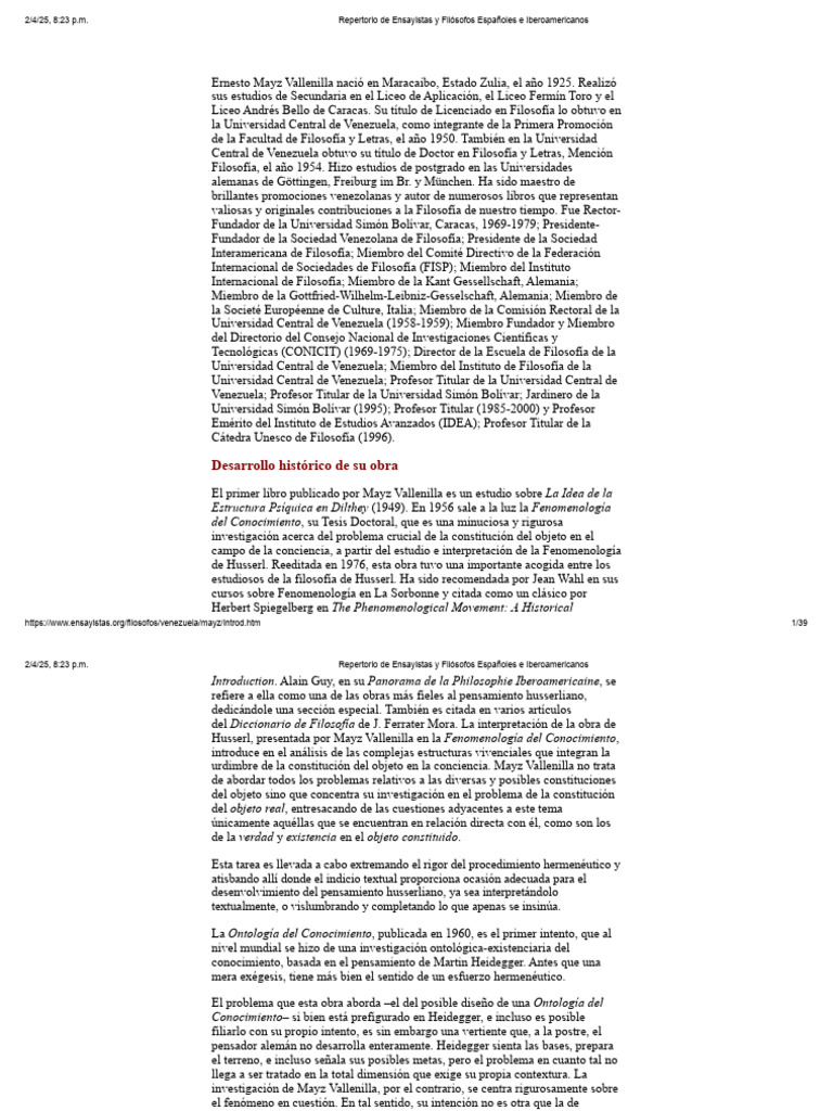 Ernesto Mayz Vallenilla: Filosofía y Educación | PDF | Martin Heidegger ...