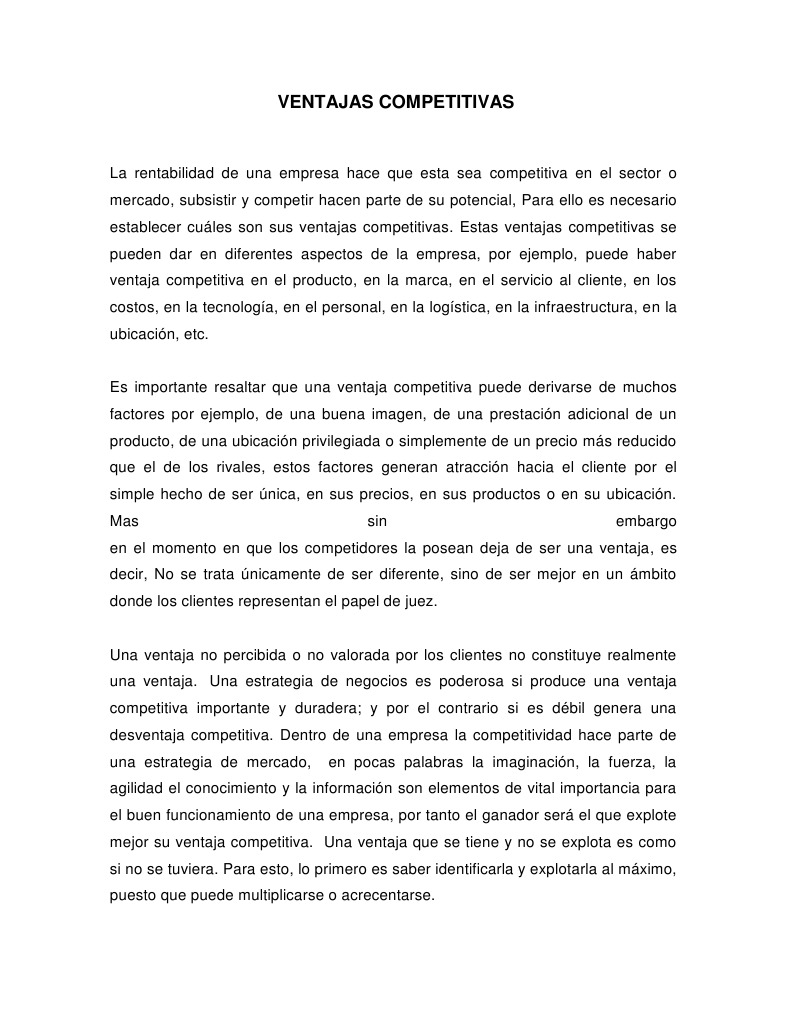 Ventajas Competitivas | PDF | Ventaja competitiva | Competitividad