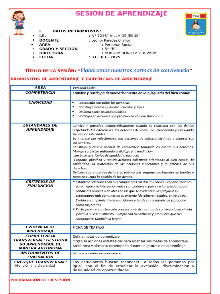 Normas de Convivencia en el Aula | PDF | Salón de clases | Evaluación