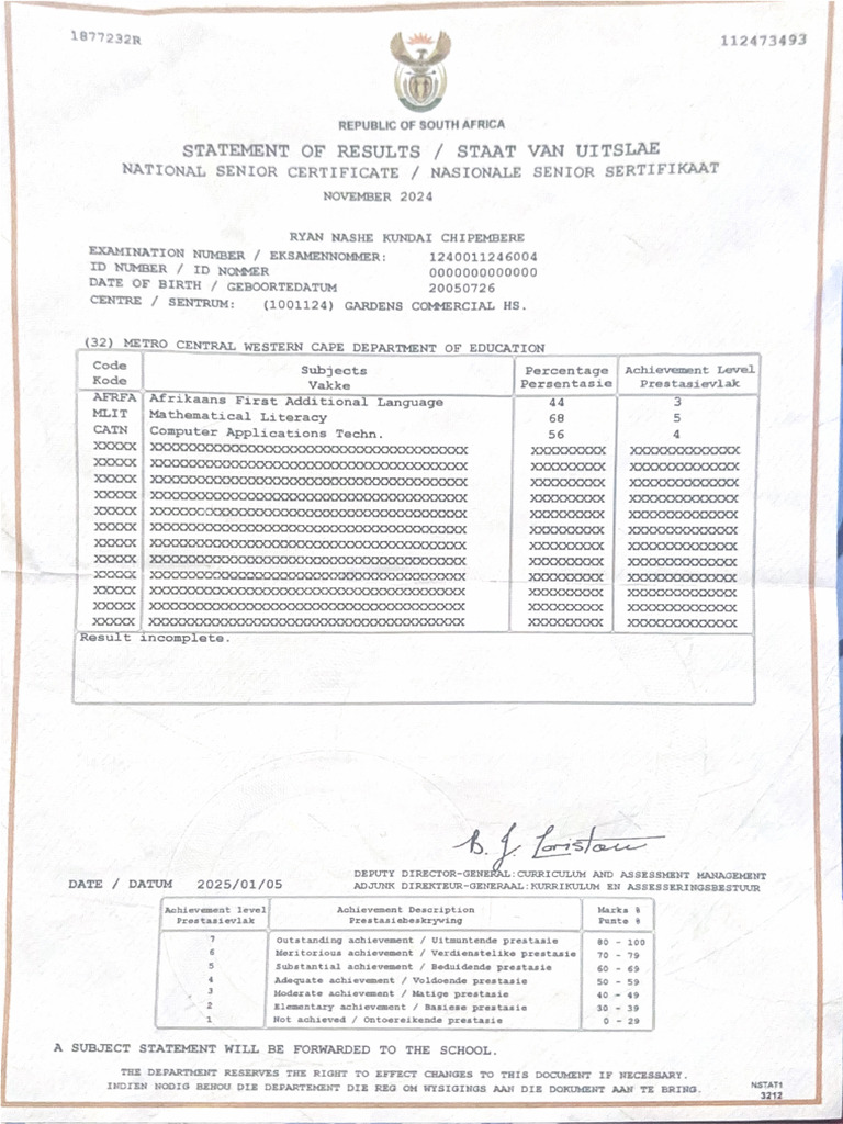 Matric Rewrite Marks Nov: 2024 | PDF