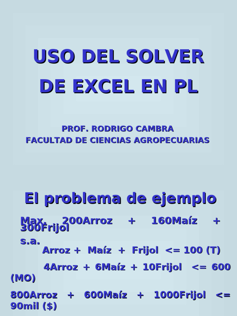 Uso del Solver en Excel para PL | PDF