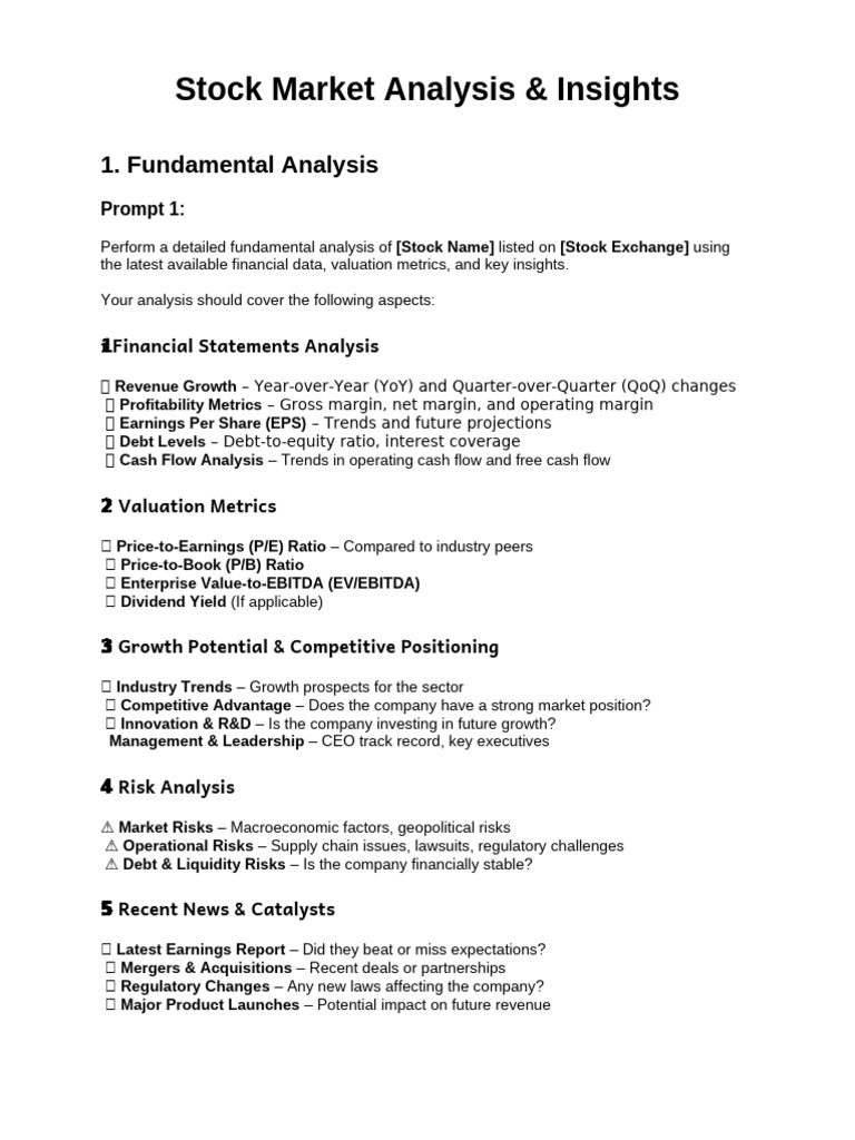 Stock Market Analysis & Insights Guide | PDF | Stock Market | Stocks