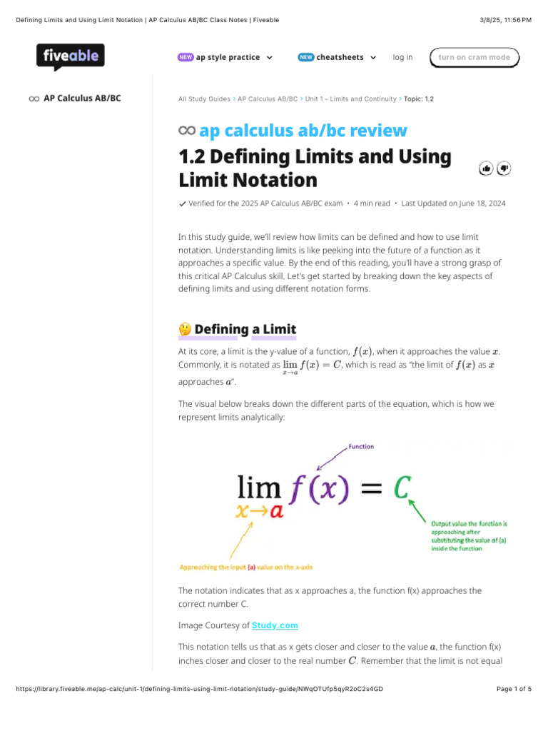 Understanding Limits and Notation | PDF | Function (Mathematics) | Calculus