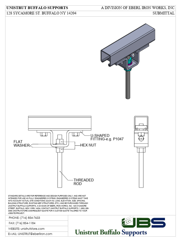 UBS THREAD ROD SUBMITTAL Hanging Connection Below Channel | PDF